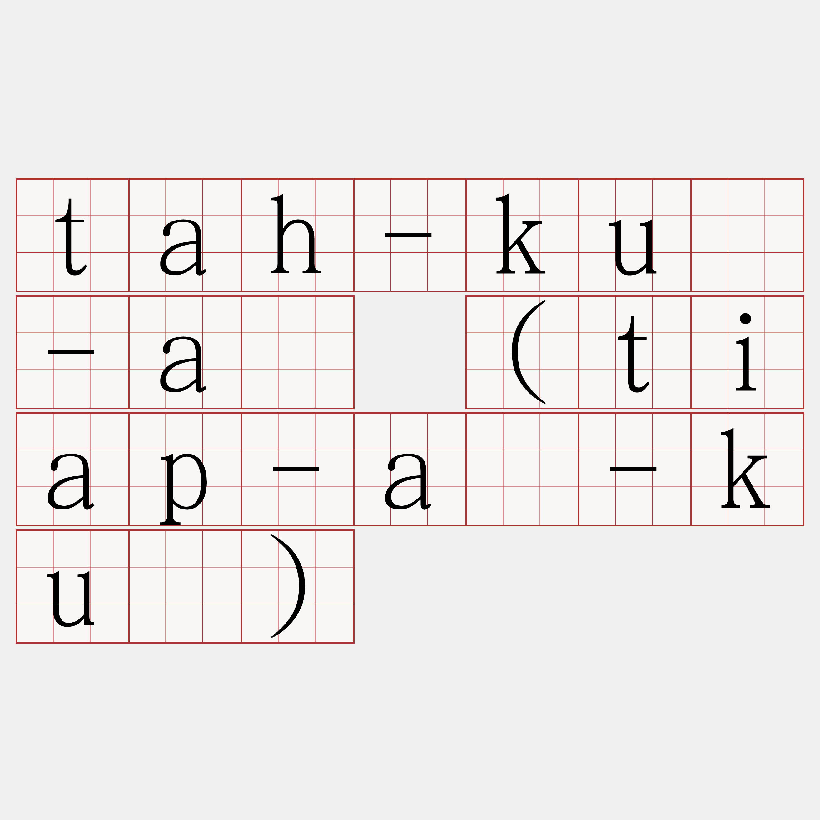 tah-kú-á (tiap-á-kú)